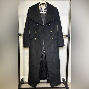 Eliza J Women’s Black Wool Blend Double Breasted Pea Coat Duster Jacket